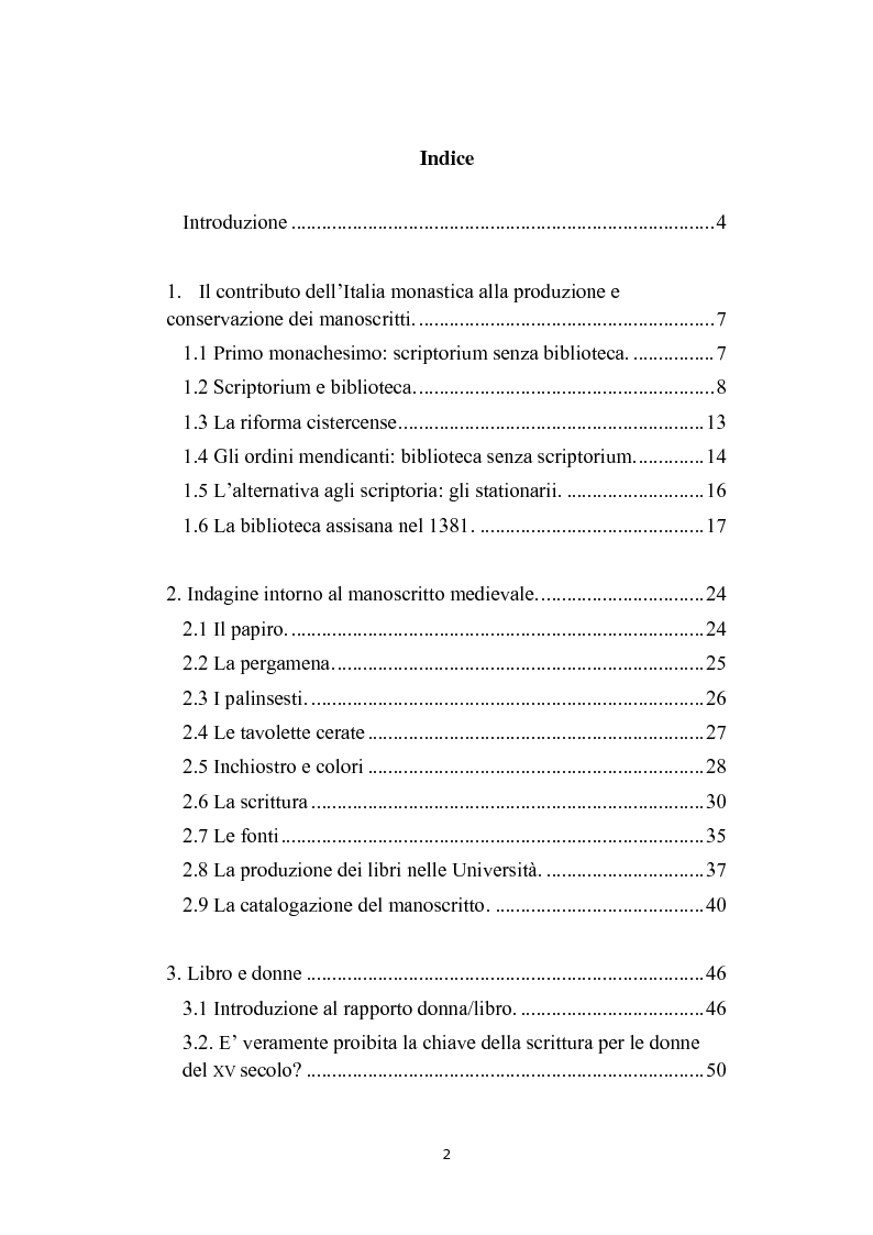 Indice della tesi: Il libro nel Medioevo, Pagina 1