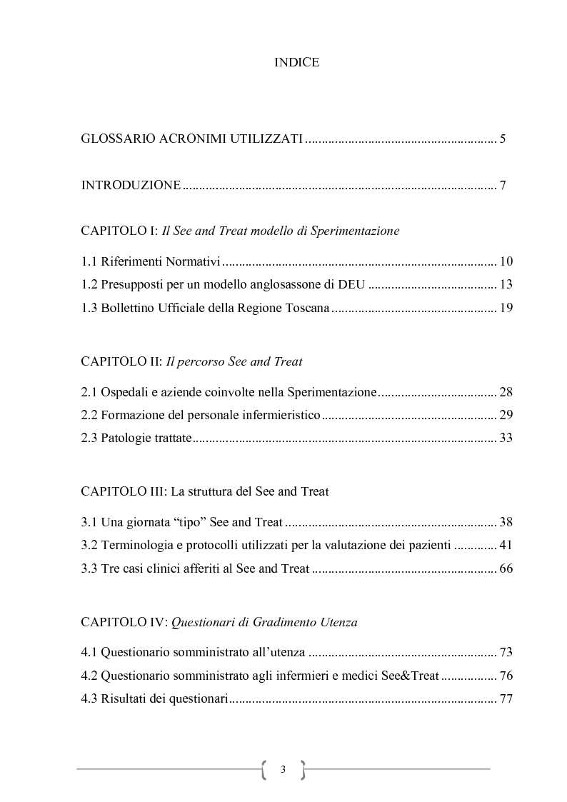 Indice della tesi: Il See and Treat: Evoluzione delle competenze dell'infermiere, Pagina 1