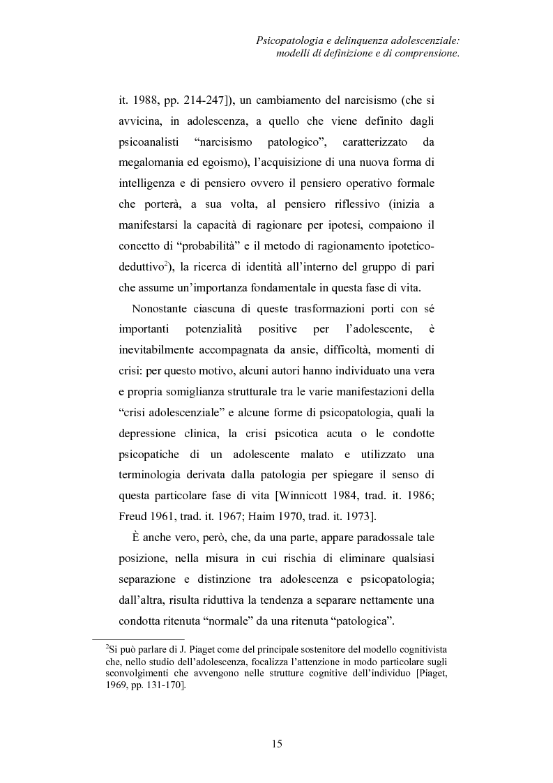 Anteprima della tesi: Modalità di definizione e gestione della psicopatologia adolescenziale negli Istituti Penali Minorili: il caso dell'IPM “Cesare Beccaria” di Milano, Pagina 11