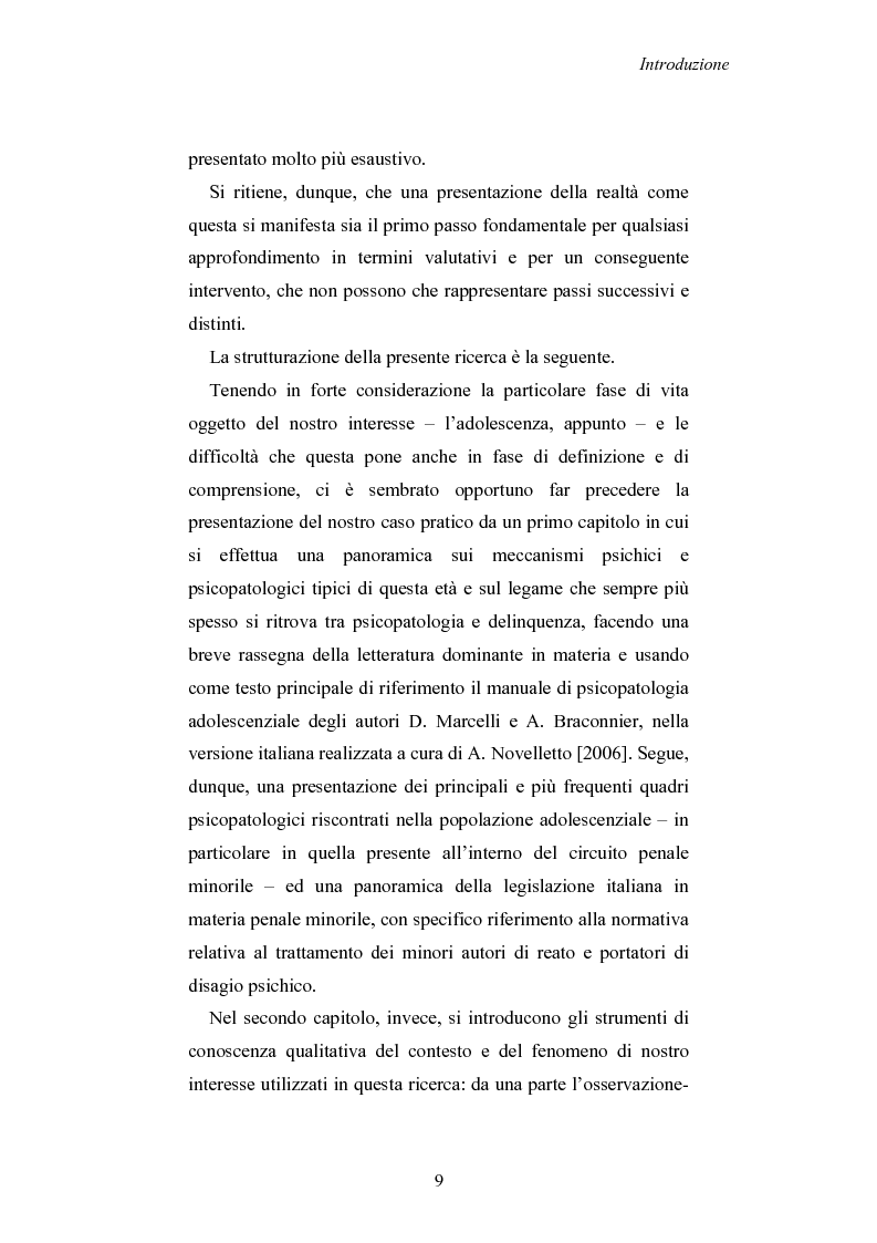 Anteprima della tesi: Modalità di definizione e gestione della psicopatologia adolescenziale negli Istituti Penali Minorili: il caso dell'IPM “Cesare Beccaria” di Milano, Pagina 5