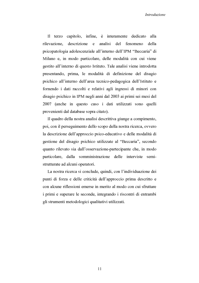 Anteprima della tesi: Modalità di definizione e gestione della psicopatologia adolescenziale negli Istituti Penali Minorili: il caso dell'IPM “Cesare Beccaria” di Milano, Pagina 7