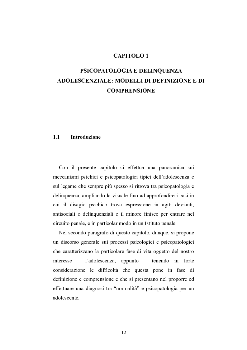Anteprima della tesi: Modalità di definizione e gestione della psicopatologia adolescenziale negli Istituti Penali Minorili: il caso dell'IPM “Cesare Beccaria” di Milano, Pagina 8