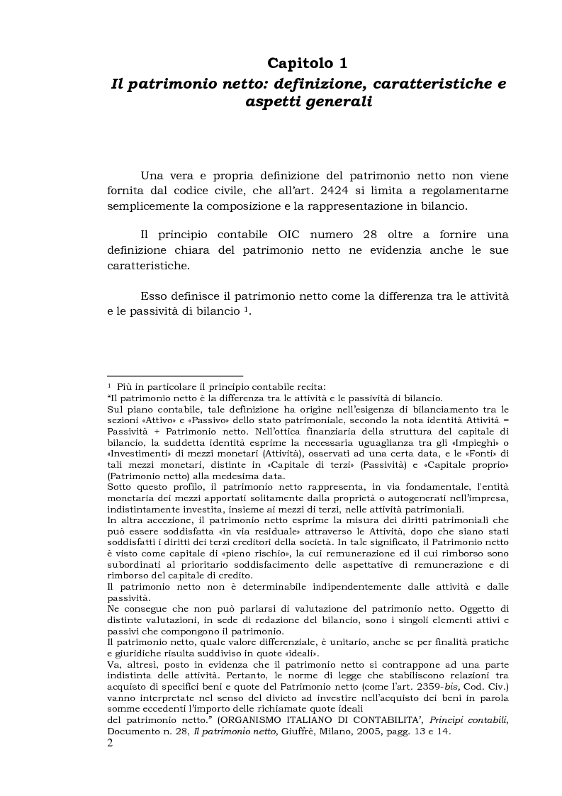 Anteprima della tesi: Il patrimonio netto nell’informativa di bilancio. Normativa civilistica e principi contabili nazionali, Pagina 3