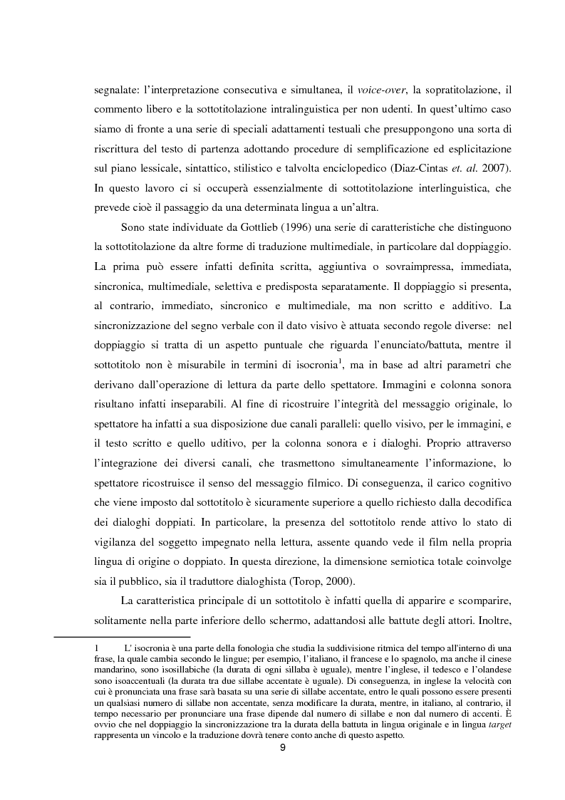 Anteprima della tesi: Dai sottotitoli ai corpora paralleli: un percorso metodologico, Pagina 6