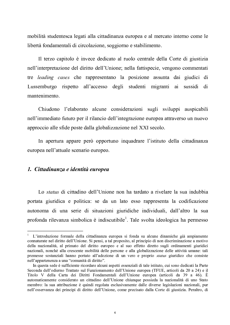 Anteprima della tesi: Cittadinanza sociale europea e mobilità studentesca, Pagina 3