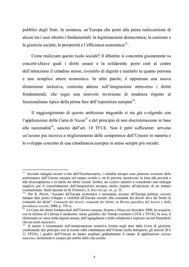 Anteprima della tesi: Cittadinanza sociale europea e mobilità studentesca, Pagina 7