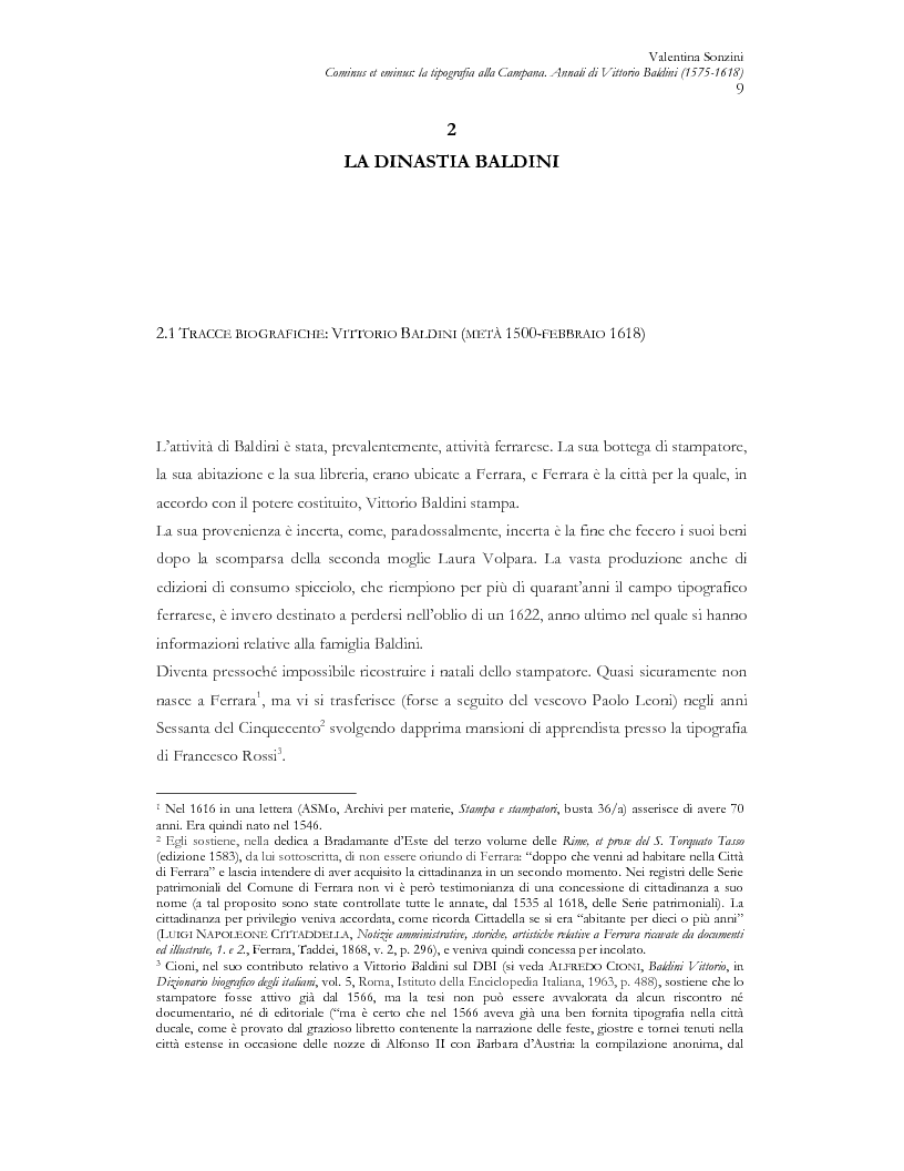 Estratto dalla tesi: Cominus et eminus: la tipografia alla Campana. Annali di Vittorio Baldini (1575-1618) e dei suoi eredi (1618-1621)