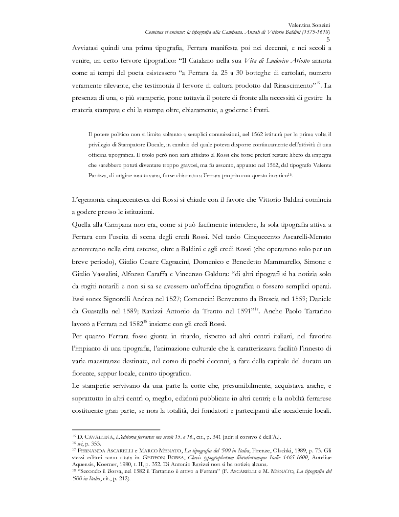 Anteprima della tesi: Cominus et eminus: la tipografia alla Campana. Annali di Vittorio Baldini (1575-1618) e dei suoi eredi (1618-1621), Pagina 6