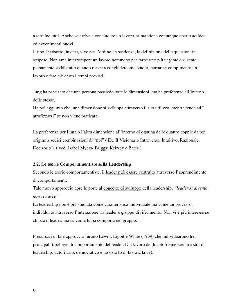 Anteprima della tesi: Il ruolo della leadership nel management moderno e le metodologie di formazione della leadership, Pagina 10