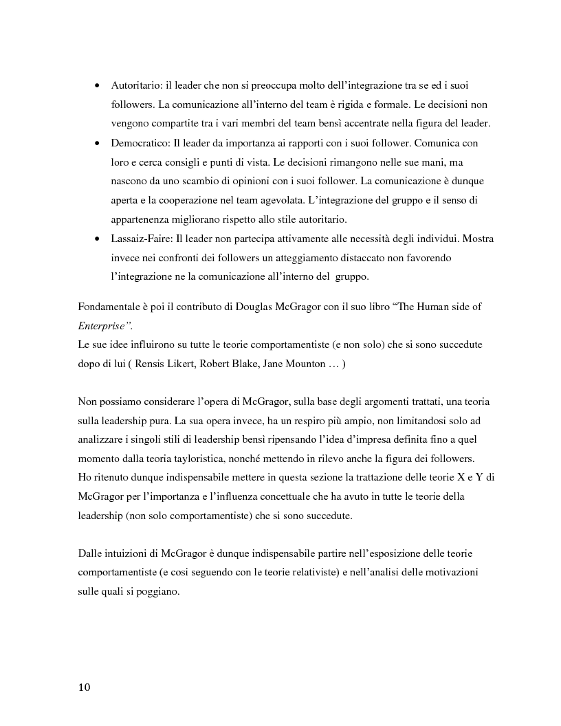 Anteprima della tesi: Il ruolo della leadership nel management moderno e le metodologie di formazione della leadership, Pagina 11