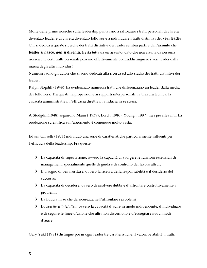 Anteprima della tesi: Il ruolo della leadership nel management moderno e le metodologie di formazione della leadership, Pagina 6