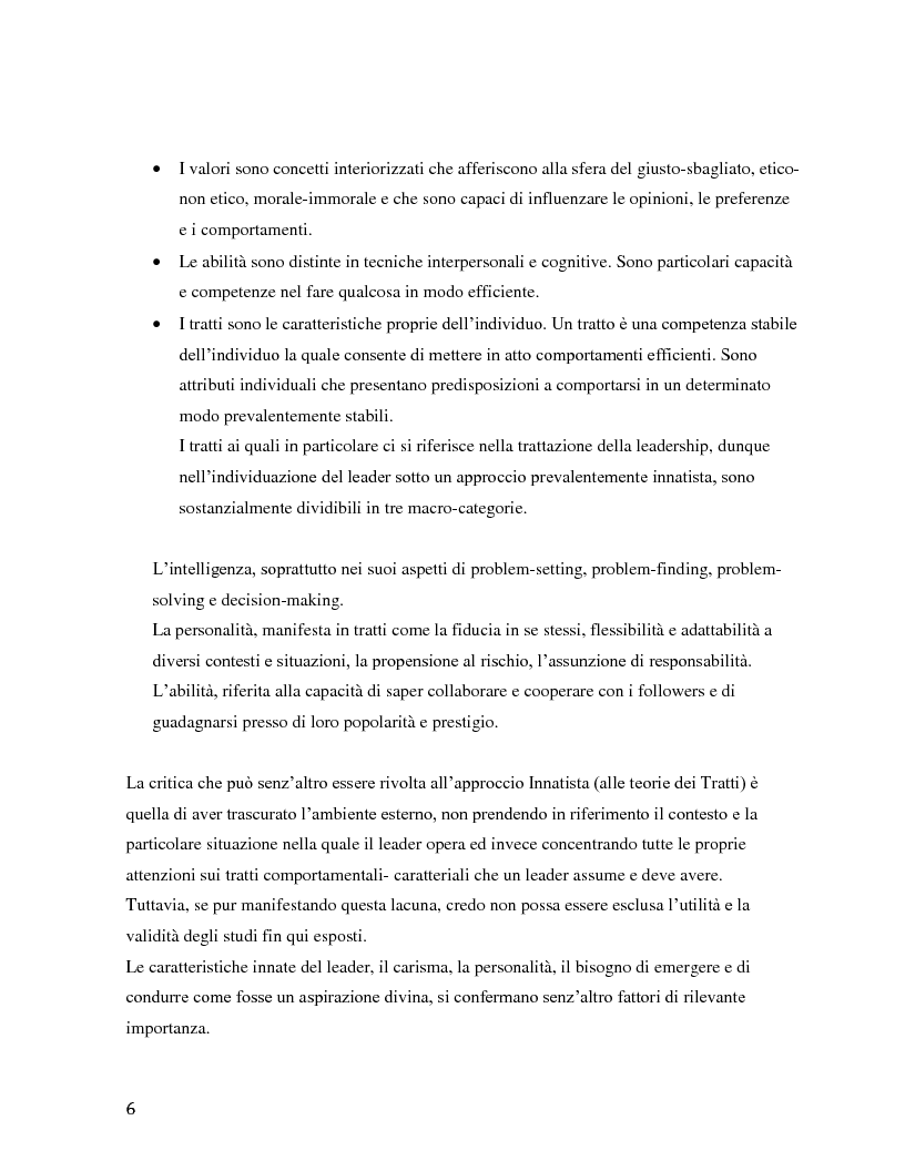 Anteprima della tesi: Il ruolo della leadership nel management moderno e le metodologie di formazione della leadership, Pagina 7