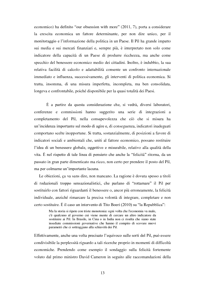 Anteprima della tesi: "Misurare la felicità": opportunità e limiti degli indici di benessere tra Pil e democrazia, Pagina 11
