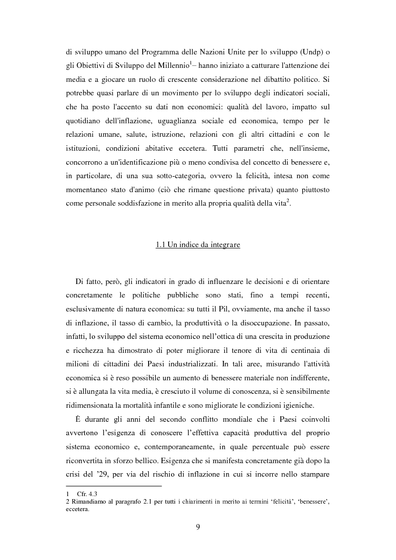 Anteprima della tesi: "Misurare la felicità": opportunità e limiti degli indici di benessere tra Pil e democrazia, Pagina 7