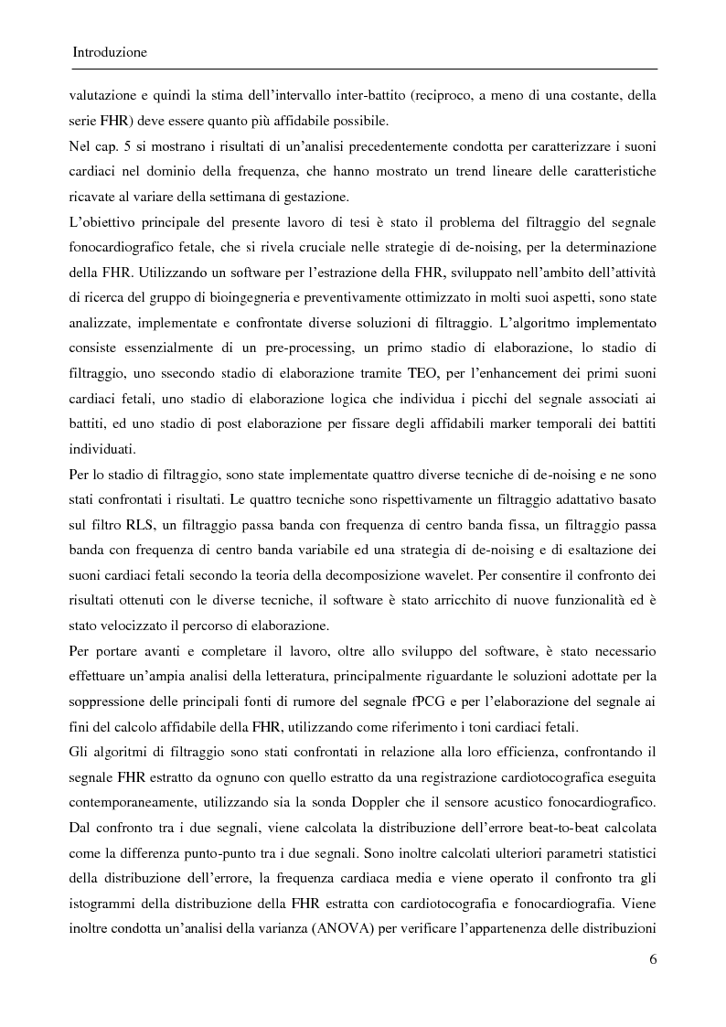 Anteprima della tesi: Sviluppo e confronto di algoritmi di filtraggio del segnale fonocardiografico addominale per l’estrazione della frequenza cardiaca fetale, Pagina 3