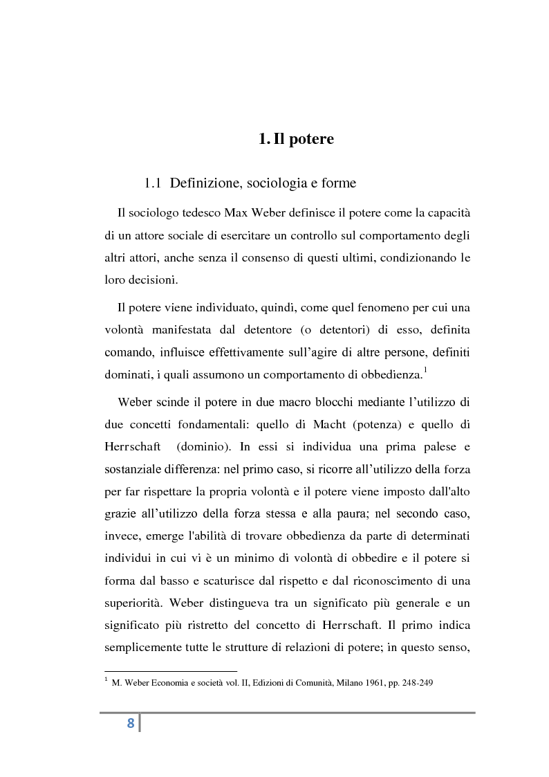 Anteprima della tesi: Potere e comando in Max Weber, Pagina 4