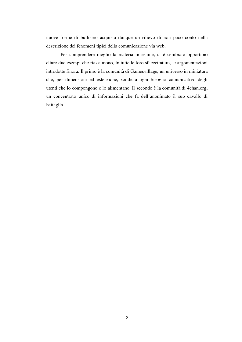 Anteprima della tesi: Comunità virtuali e bullismo, Pagina 3