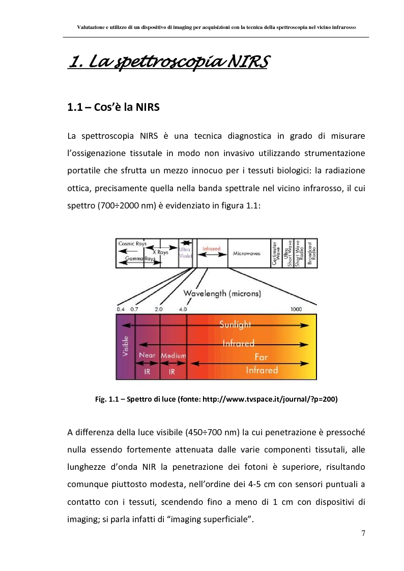 Anteprima della tesi: Valutazione e utilizzo di un dispositivo di imaging per acquisizioni con la tecnica della spettroscopia nel vicino infrarosso, Pagina 5