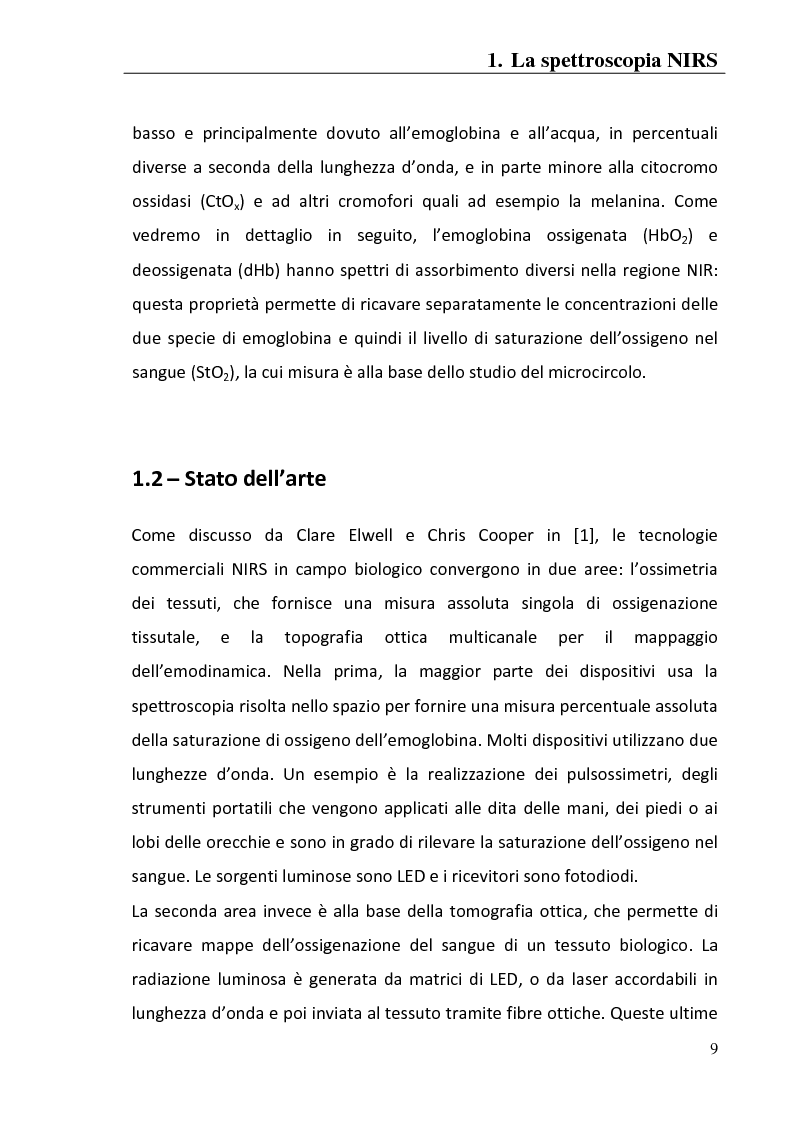 Anteprima della tesi: Valutazione e utilizzo di un dispositivo di imaging per acquisizioni con la tecnica della spettroscopia nel vicino infrarosso, Pagina 7