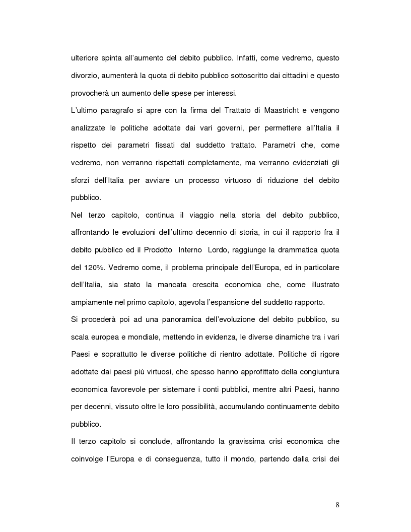 Anteprima della tesi: Il debito pubblico italiano: origini, teorie, problematiche ed alternative, Pagina 5