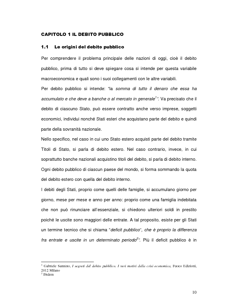 Anteprima della tesi: Il debito pubblico italiano: origini, teorie, problematiche ed alternative, Pagina 7