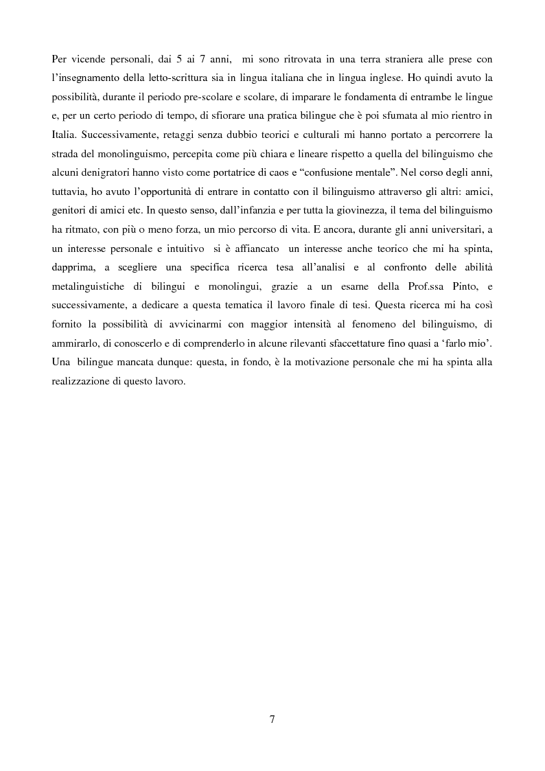 Anteprima della tesi: Effetti a lungo termine del bilinguismo precoce sulle capacità metalinguistiche. Uno studio su giovani adulti, Pagina 3