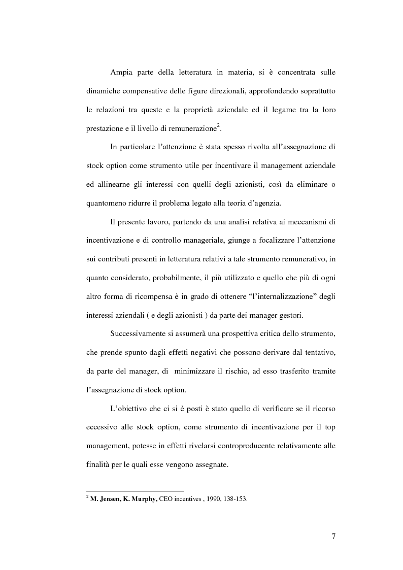 Anteprima della tesi: Stock option: utilità, benefici ed aspetti critici, Pagina 3