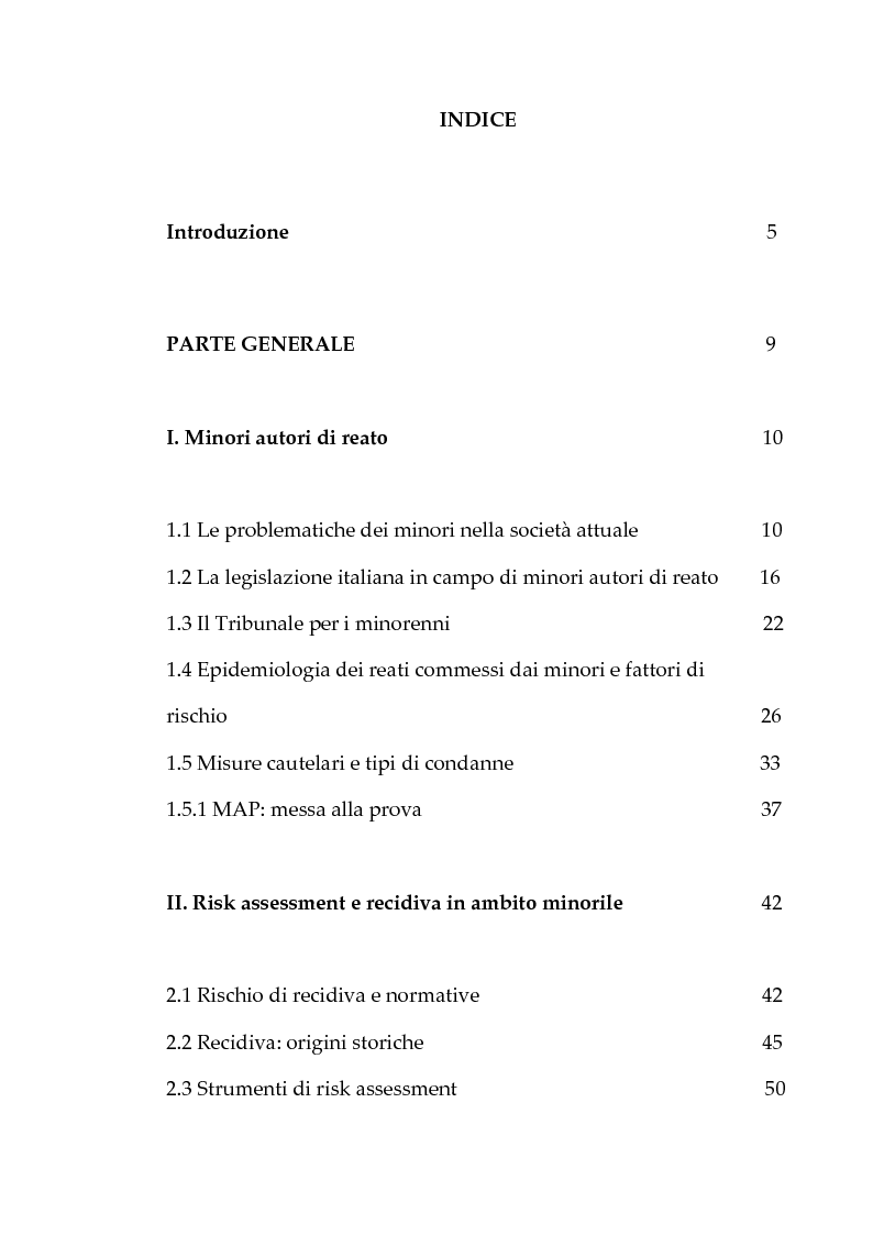 Indice della tesi: Le metodiche di risk assessment: un’indagine preliminare, Pagina 1