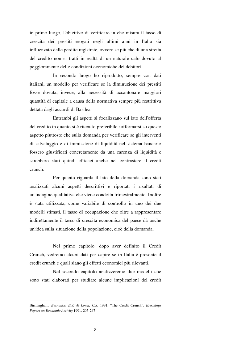 Anteprima della tesi: Credit Crunch. Analisi empirica: determinanti dell'offerta, Pagina 3
