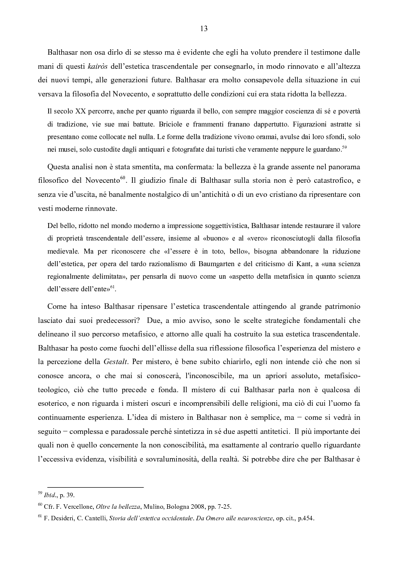 Anteprima della tesi: Il mistero della bellezza. L'estetica trascendentale di Hans Urs von Balthasar, Pagina 11