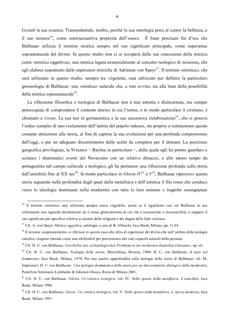 Anteprima della tesi: Il mistero della bellezza. L'estetica trascendentale di Hans Urs von Balthasar, Pagina 4