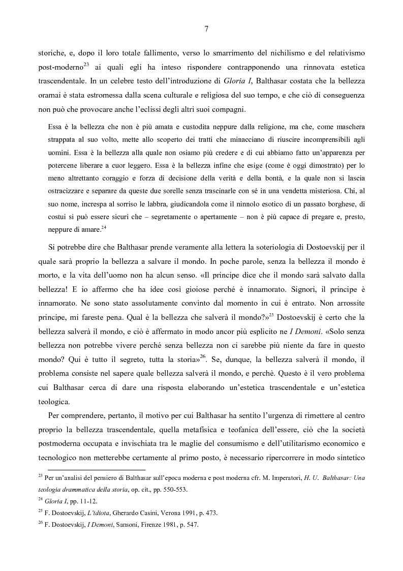 Anteprima della tesi: Il mistero della bellezza. L'estetica trascendentale di Hans Urs von Balthasar, Pagina 5