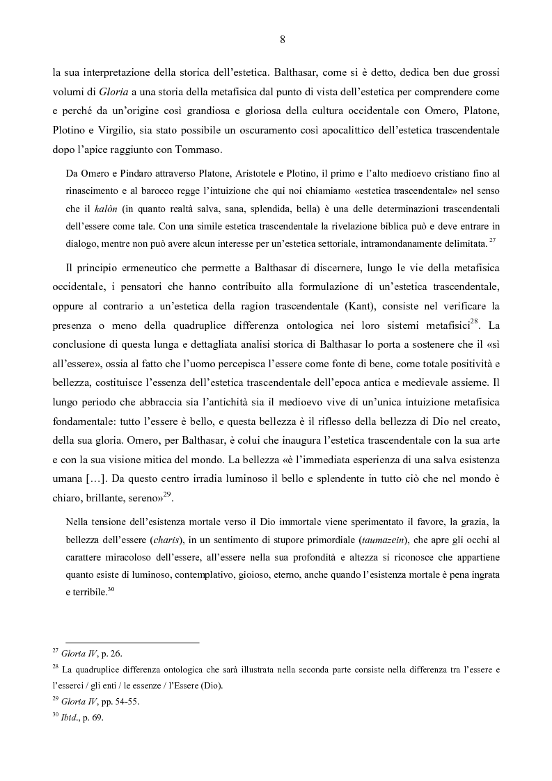 Anteprima della tesi: Il mistero della bellezza. L'estetica trascendentale di Hans Urs von Balthasar, Pagina 6