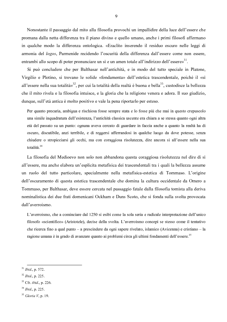 Anteprima della tesi: Il mistero della bellezza. L'estetica trascendentale di Hans Urs von Balthasar, Pagina 7