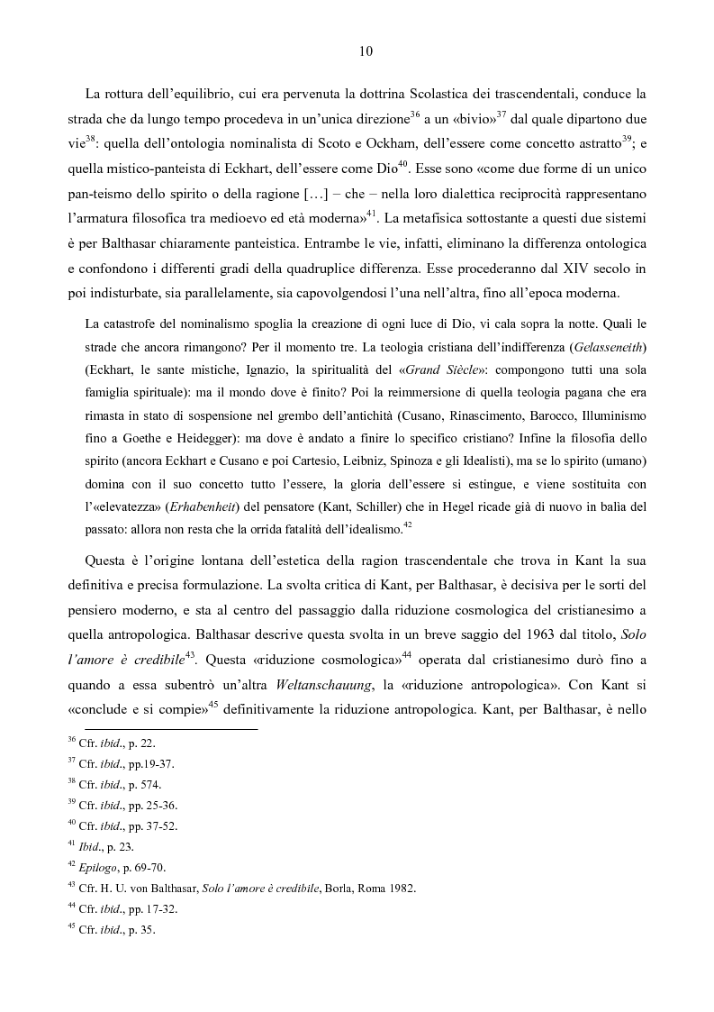 Anteprima della tesi: Il mistero della bellezza. L'estetica trascendentale di Hans Urs von Balthasar, Pagina 8
