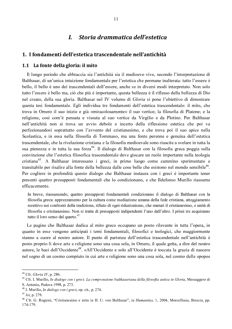 Anteprima della tesi: Drammatica bellezza. Estetica e storia in Hans Urs von Balthasar, Pagina 10