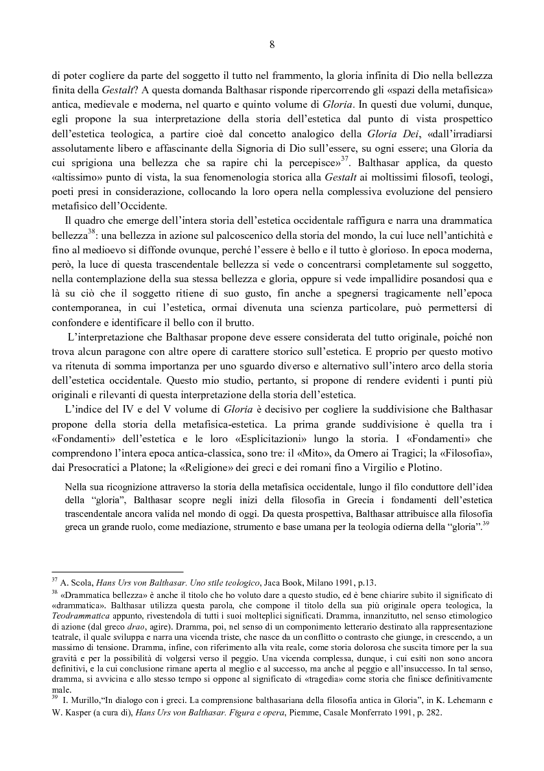 Anteprima della tesi: Drammatica bellezza. Estetica e storia in Hans Urs von Balthasar, Pagina 7