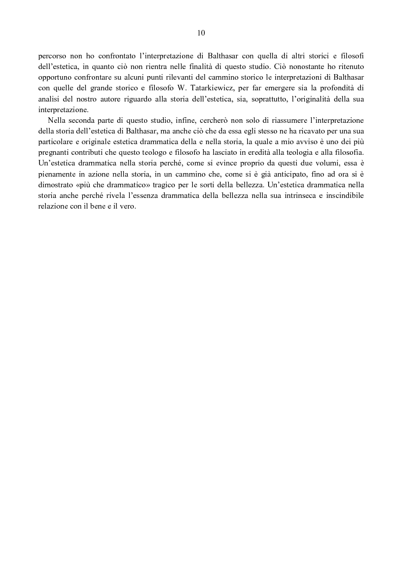 Anteprima della tesi: Drammatica bellezza. Estetica e storia in Hans Urs von Balthasar, Pagina 9