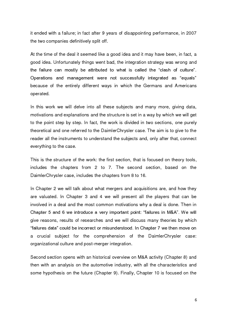 Anteprima della tesi: Failures in Mergers and Acquisitions: the Daimler Chrysler case, Pagina 3