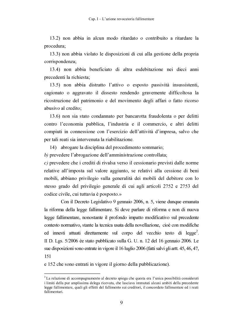 Anteprima della tesi: L'Azione Revocatoria Fallimentare dopo la Riforma, Pagina 9