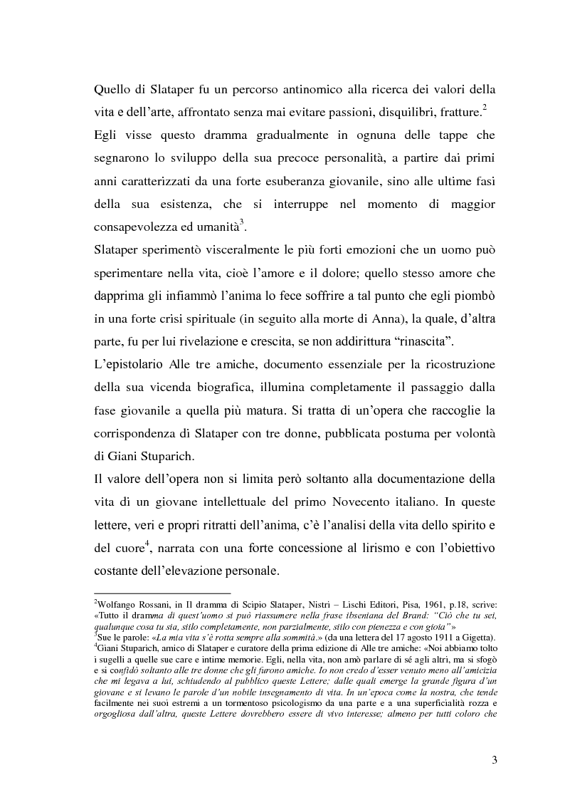 Anteprima della tesi: "Alle tre amiche" di Scipio Slataper, Pagina 3