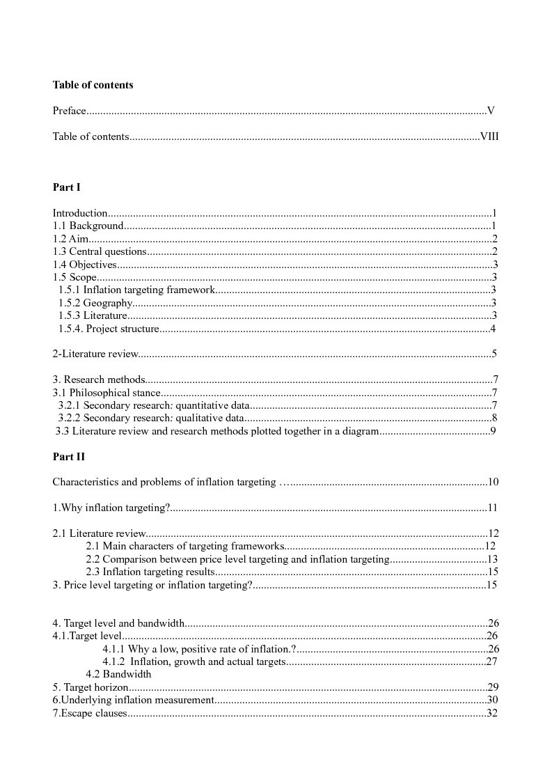 Indice della tesi: Inflation targeting in South Africa, Pagina 1