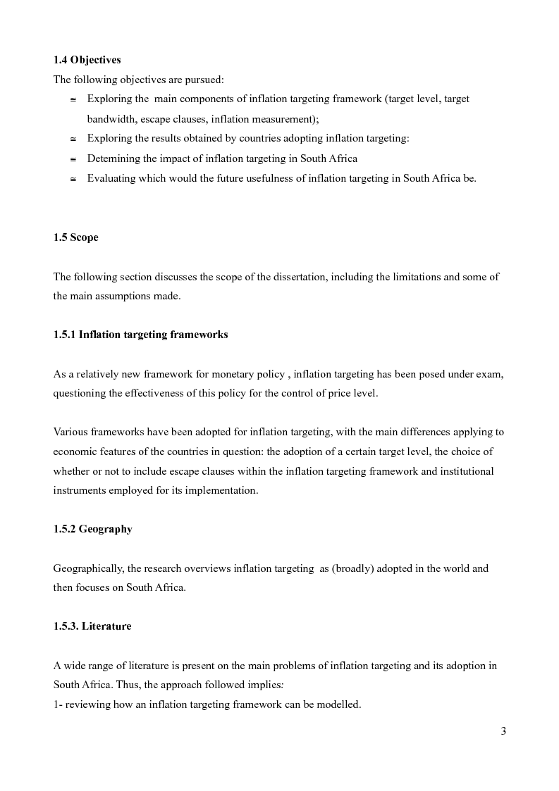 Anteprima della tesi: Inflation targeting in South Africa, Pagina 5