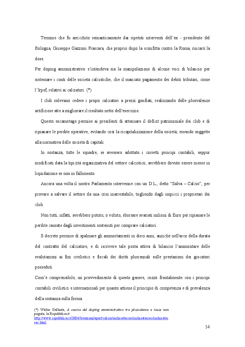 Estratto dalla tesi: Il Fair Play Finanziario: quale futuro per il calcio europeo?
