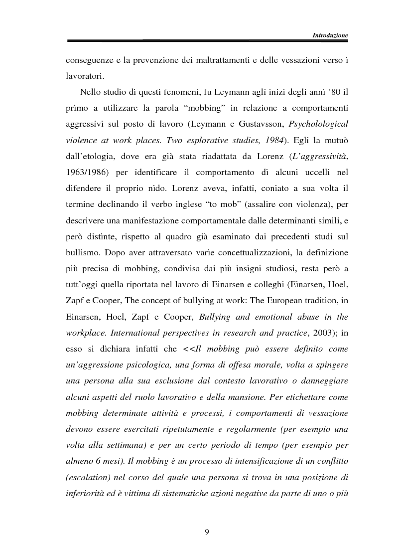 Anteprima della tesi: Il mobbing nella Pubblica Amministrazione: un'indagine esplorativa all'interno di un Ente Locale, Pagina 3