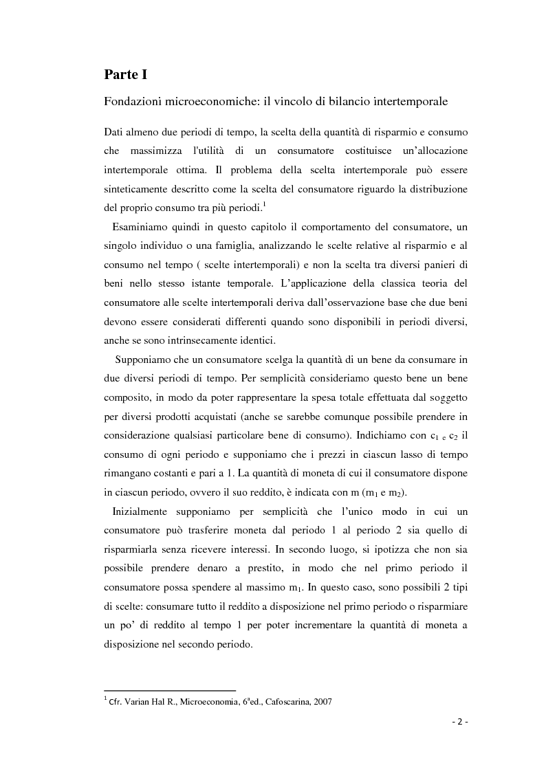 Anteprima della tesi: Scelte intertemporali del consumatore ed evidenze empiriche sul legame tra reddito e consumo, Pagina 3