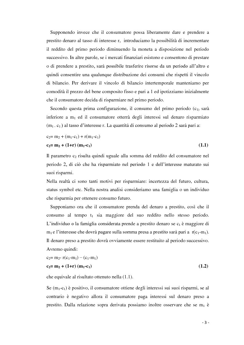 Anteprima della tesi: Scelte intertemporali del consumatore ed evidenze empiriche sul legame tra reddito e consumo, Pagina 4