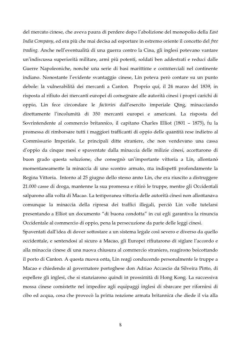 Anteprima della tesi: Presenza e attività degli italiani a Canton dalla prima guerra dell'Oppio al trattato di commercio e navigazione del 1866, Pagina 9