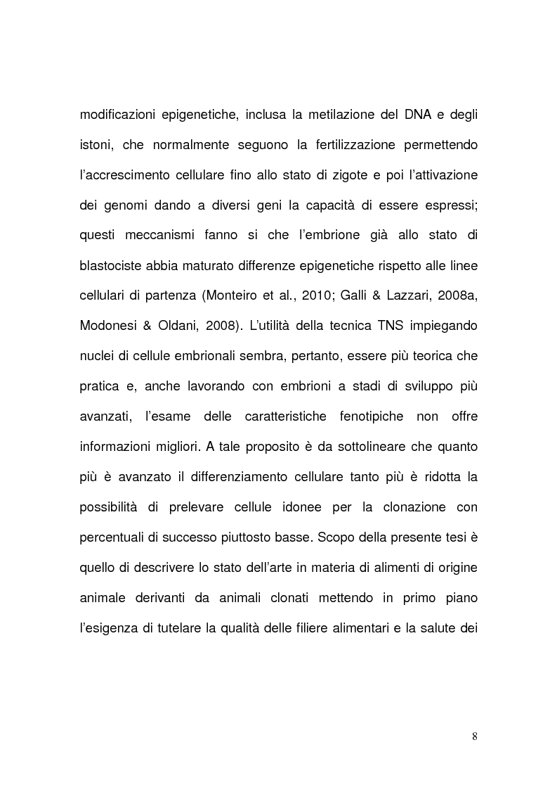 Anteprima della tesi: Clonazione animale e sicurezza alimentare, Pagina 8