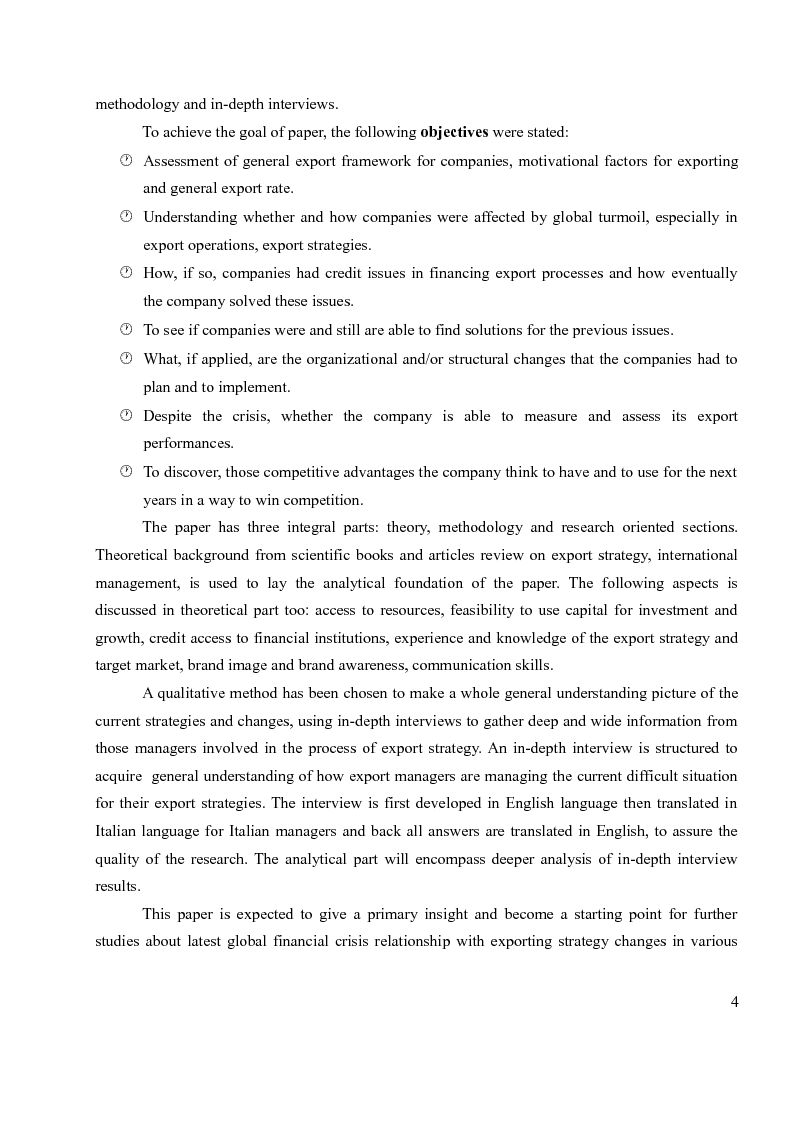 Anteprima della tesi: Impact of Global Financial Crisis on Exporting Strategies in Italian Home Appliances Industry, Pagina 3